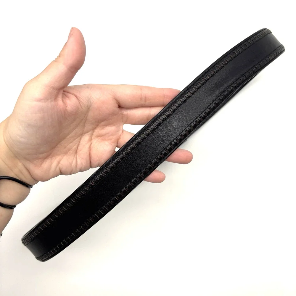 Bill Lavin Soft Collection 38461 Black Italian Calfskin Woven Trim Dress Belt 32
